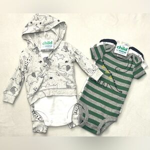 Carter’s Child of Mine Baby Bodysuit Hoodie & Pants Set and 3 pack Bodysuits